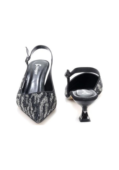 Pisagor Ps-32370 Kadın 4 Cm Arkası Açık Taşlı Abiye Stiletto Ayakkabı siyah