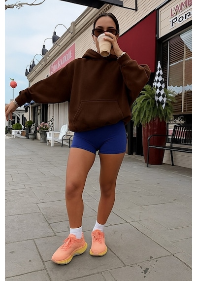 Benroma 3 İplik Penye Kadın Düz Renk Sweatshırt Kahverengi