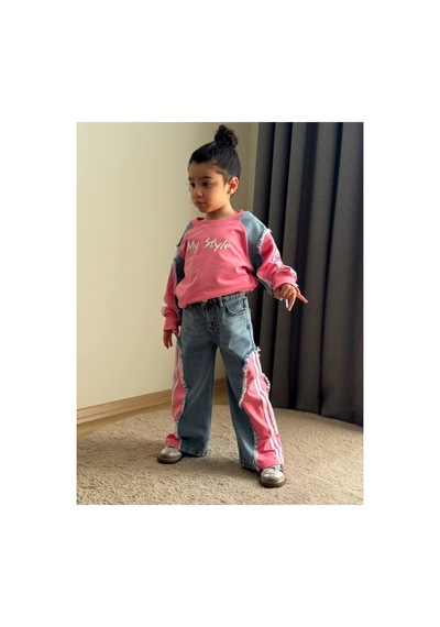 Toikids Kız Çocuk My Style Kot Garnili İkili Takım Pembe