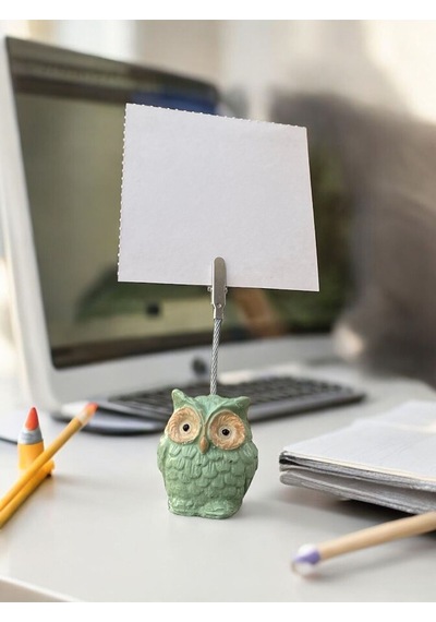 Baykuş Temalı Yeşil Kawaii Fotoğraf Not Tutucu Yeşil