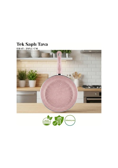 28 Cm Granit Tek Saplı Tava - Pembe Diğer