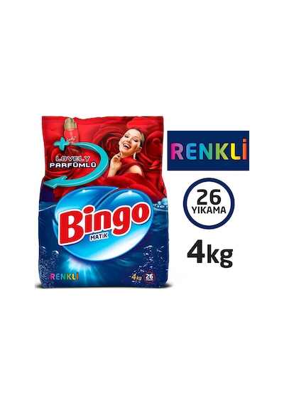 Bingo Matik Toz Çamaşır Deterjanı Renkliler 26 Yıkama 4 KG