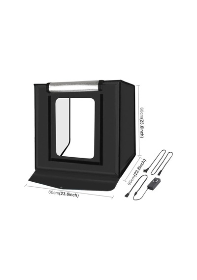 Pro 60x60 Cm Profesyonel Led Işıklı Ürün Fotoğraf Çekim Çadırı 3 Fonlu Stüdyo Seti Çok Renkli