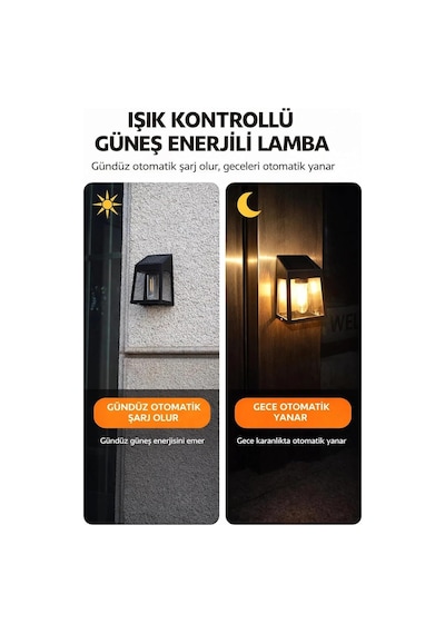 Solar Duvar Aplik, Siyah, Ip44 Su Geçirmez, Sensörlü, Güneş Enerjili, 2'li Set, Bahçe Ve Balkon