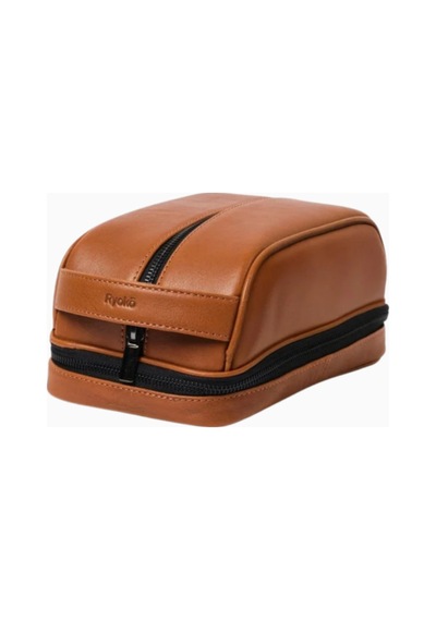 Ryoko Liwa Dopp Kit Deri Seyahat Ve Bakım Çantası El Çantası Tan 2 Kahverengi