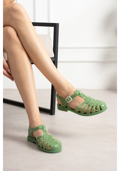 Wolk Shoes Ruby Şeffaf Kemer Detay Kadın Sandalet Haki