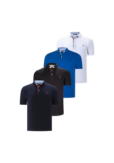 Dörtlü Set T8582 Dewberry Erkek T-shırt-siyah-beyaz-lacivert-saks