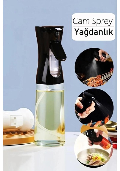 200 Ml Yağ Sirke Sos Sprey Püskürtücü Cam Şişe Airfryer Yağ Spreyi Sızdırmaz Yağdanlık Şişesi Siyah Diğer