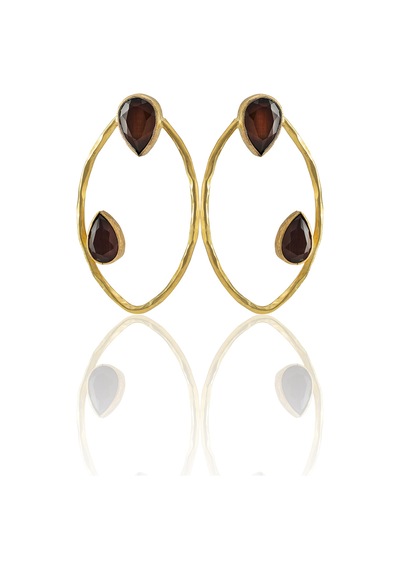 Kadir Jewellery 22 Ayar Altın Kaplama Geometrik Küpe -el İşçiliği Ve Hipoalerjenik Küpe Kehribar