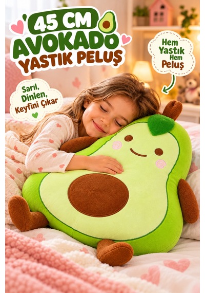 45 Cm Avokado Peluş Yastık Uyku Arkadaşı Büyük Boy Yumuşak Peluş Oyuncak Çok Renkli
