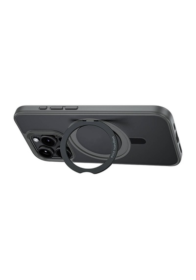 Apple Uyumlu iPhone 15 Pro Max Kılıf Magsafe Şarj Özellikli 360 Dönebilen Benks Pop Stand Kapak Siyah