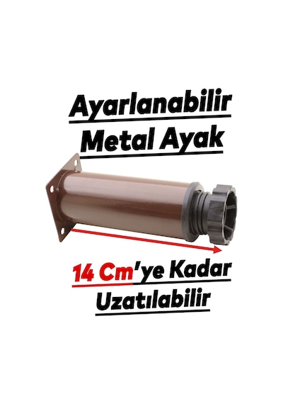 Badem10 Mobilya Kanepe Baza Koltuk Metal Destek Ayağı Ayarlanabilir Kahverengi Ayak 12 Cm 6395751