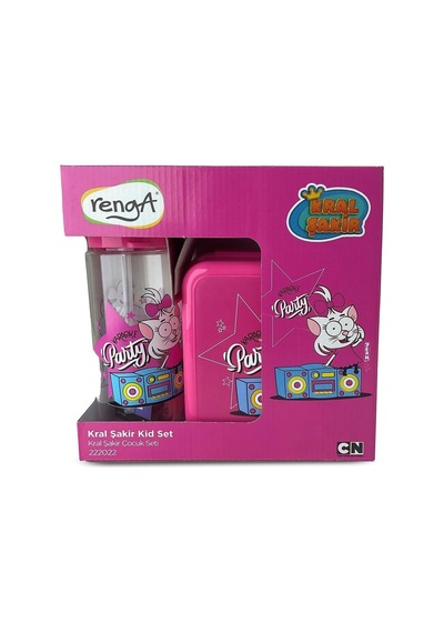 Kral Şakir Pipetli Tritan Matara Ve Beslenme Kabı Set, 500 Ml, Pembe Diğer