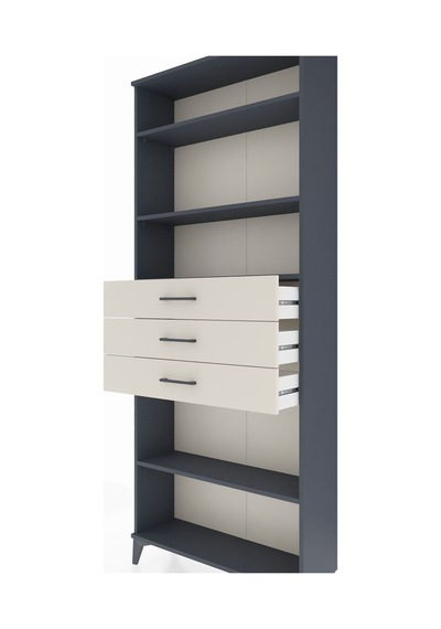 Arges Dolap 4 Raflı 3 Çekmeceli 88x30x221 Antrasit-aytaşı Antrasit