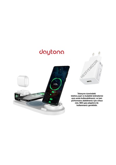 Daytona iOS Iwatch Airpods Apple Uyumlu iPhone Samsung Kablosuz Şarj Standı (487224223)