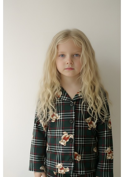 Esila Kids Çocuk Pijama Takımı Uzun Kollu Süet Örme Kumaş Yeşil