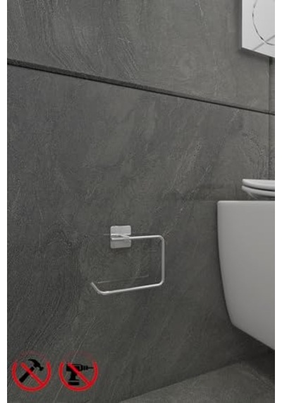 Alper Banyo Kare Krom Yapışkanlı Açık Tuvalet Kağıtlığı Wc Kağıtlık Tuvalet Kağıdı Askısı 16.5 x 12.2 x 11.2 CM