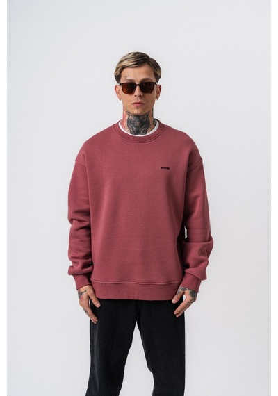 Erkek Respire Yazı Detaylı Basic Oversize Sweatshirt Gül Gülkurusu