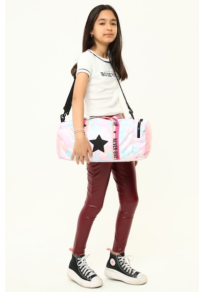 İcone Bag Çocuk Yıldız Logolu Spor Çanta, Çocuk Spor Çanta, Fermuarlı Detaylı Çocuk Spor Çanta Beyaz - Pembe