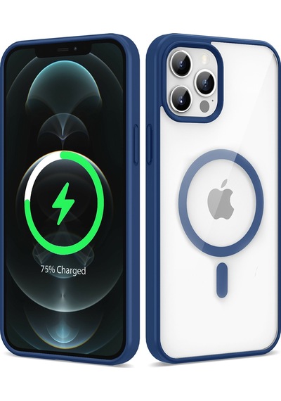 Zeyline Apple Uyumlu iPhone 12 Pro Magsafe Wireless Şarj Özellikli Silikon Zore Ege Kapak-mavi