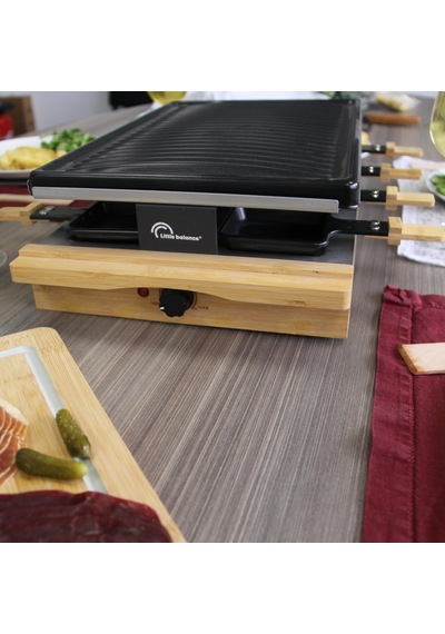 Lıttle Balance 8501 Premium Bamboo 8, Raclette Grill 8 Kişilik, Yapışmaz Kaplama, 1200 W, Gerçek Bambu Diğer