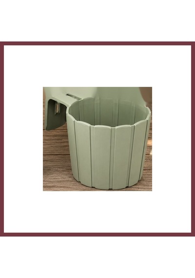 Storeşahin 3d Baskı Askılı Balkon Saksısı Dikey Çizgili Dekoratif Çiçek Ve Aromatik Bitki Saksısı - Adaçayı Yeşili Shn0720
