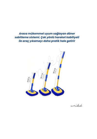 Yeni Tasarım Teleskopik Saplı Araç Yıkama Süpürgesi Makarna Uçlu Uzatılabilir Yaylı Mikrofiber Fırça -sarı Mavi 1 Adet