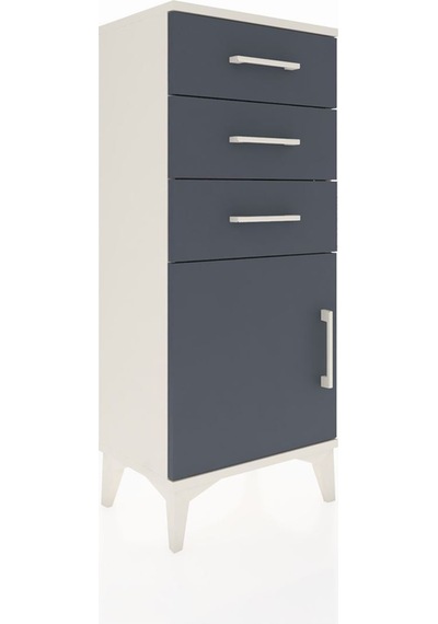 Arges Komodin Tek Raflı 3 Çekmeceli Tek Kapaklı 44x30x106 Aytaşı-antrasit Aytası