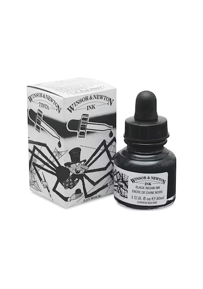 Winsor Newton Drawing Ink 30ml Çizim Mürekkebi Black Indian Siyah