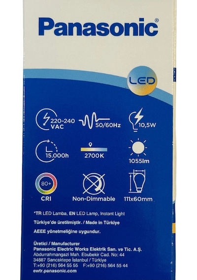 Panasonic 10,5w 75w 2700k Sarı Işık E27 Duylu Led Ampul 10 Adet