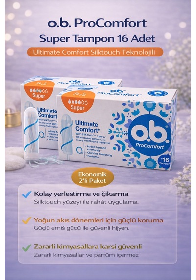 O.b. Procomfort Super Tampon 16lı 2 Paket Ultimate Comfort Silktouch Teknolojili