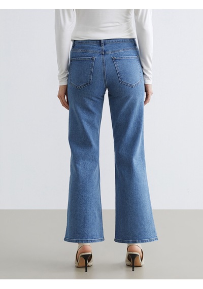 Lcwaıkıkı Classic Mavi Yüksek Bel Wideleg Kadın Jean Pantolon