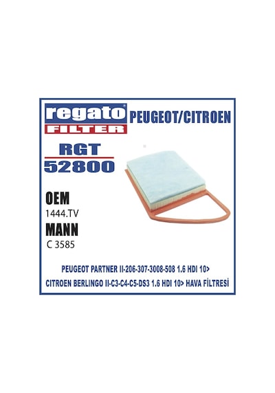 Regato Peugeot/citroen 206/307/3008 C3/c4/c5 Hdi Hava Filtresi