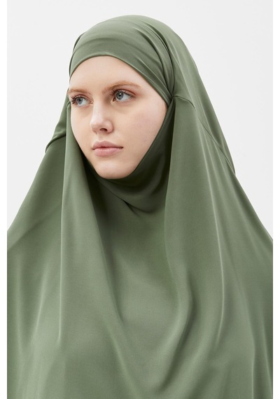 Altobeh Hazır Pratik Şifon Üç Katlı Peçeli Üçgen Hac Umre Şalı Sufle Hijab Nikap Fıstık Yeşili