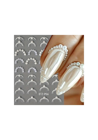 Nailist Fransız İnci Yapışkanlı Tırnak Sticker Nailart Tırnak Dövmesi No.6