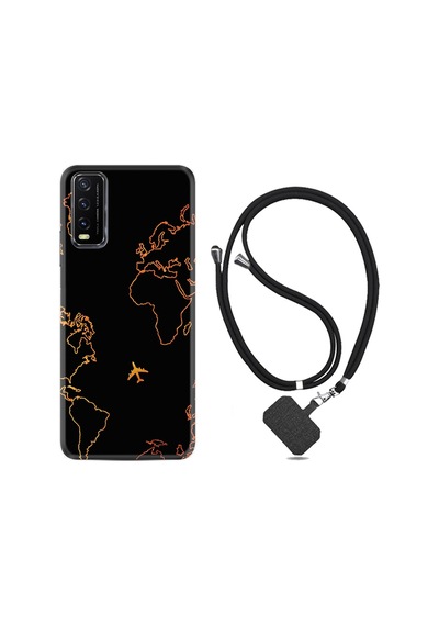 Vivo Y11S Kılıf Boyun Askılı Harita Ve Uçak 1777