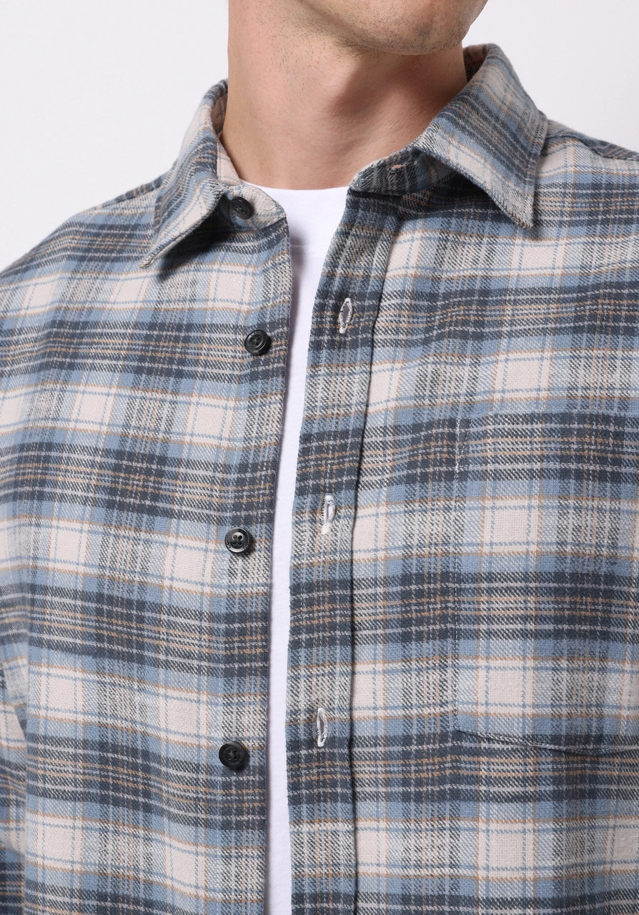 Colin's Colins Regular Fit Shirt Neck Ekoseli Erkek Mavi Uzun Kol Gömlek Cl1076720 Q1.v1 Ble Mavi
