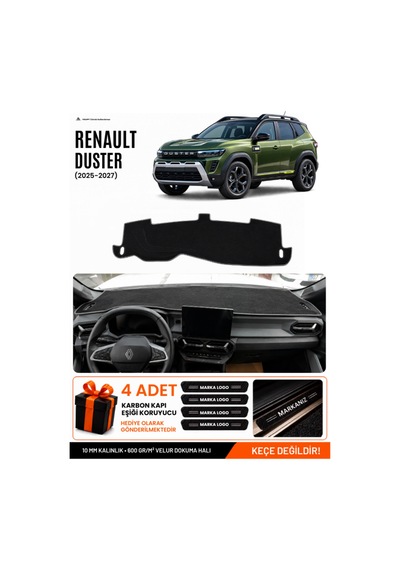 Renault Duster 2025-2027 Uyumlu Torpido Koruma, Torpido Örtüsü, Torpido Kılıfı - Siyah Gri