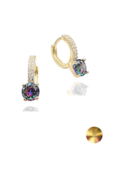 Brezza Lusso Jewelry 18k Serie Oro Mistik Taşı Halka Kadın Gümüş Küpe Stylish Night 7 Mm