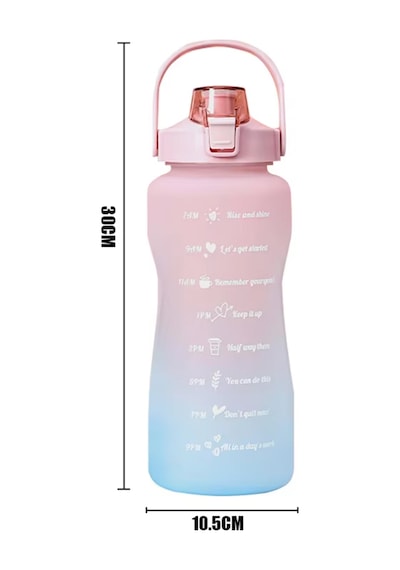 Thentech Su Matarası 2lt Tritan Motivasyon Yazılı Su Matarası Büyük Şık Su Matarası Pembe