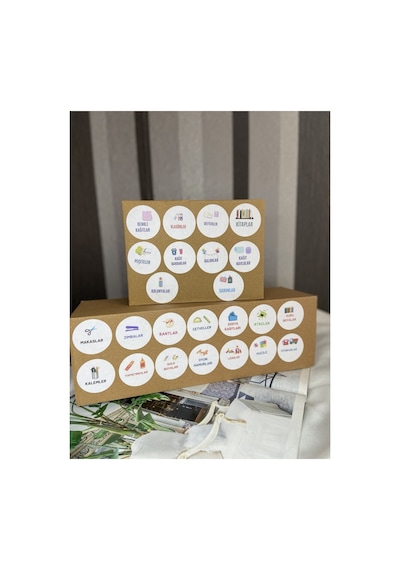 Karışık Okul Serisi Sevimli Yuvarlak Sticker Mat Etiket 4 Cm 24 Adet Çok Renkli