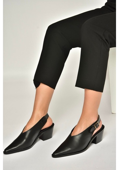 Fox Shoes U654304103 Siyah Hakiki Deri Western Topuklu Ayakkabı Siyah