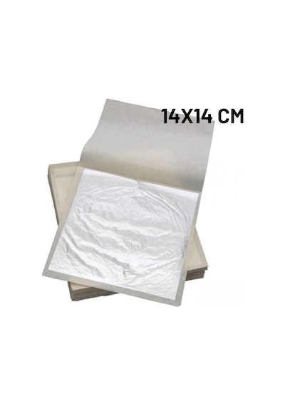 Yaprak Varak Sanatsal Büyük Boy Folyo Epoksi Reçine Nail Art 16 Adet 14x14 Cm Gümüş Renk