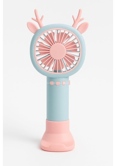 Boynuzlu Mini El Fanı 20 Cm Taşınabilir Şarjlı Masaüstü Fan Tek Kademeli Hız Kompakt Fan Tasarımı 7 Cm Çaplı
