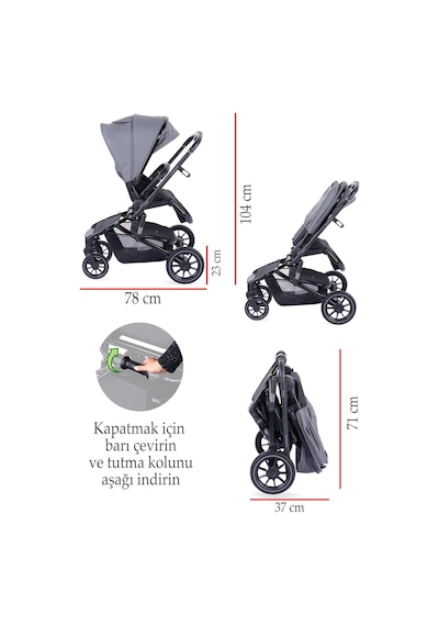 Prego Maybach İ-size Uv Tenteli Bebek Arabası Gri 2405