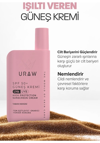 Uraw Pink Touch Blueberry Ton Eşitleyici Güneş Kremi SPF50+ 50 ML