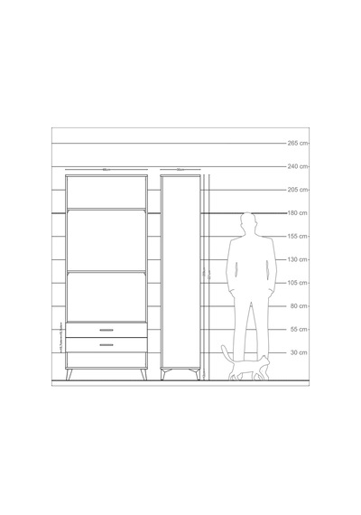 Arges Dolap 3 Raflı 2 Çekmeceli 88x30x221 Çam-aytaşı Çam