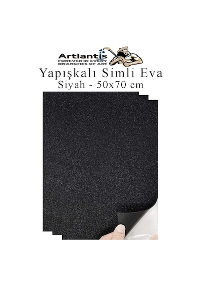 Artlantis Siyah Yapışkanlı Simli Eva 50x70 Cm 3 Adet