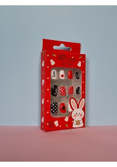 12 Li Yapışkan Stickerlı Çocuk Takma Tırnak Oyuncak Seti - 8 - 16 Yaş Arası - Model 4