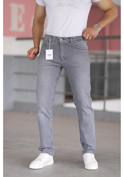 Bürke Premium Erkek Gri Renk Regular Fit Rahat Kesim Esnek Likralı Denim Jeans Kot Pantolon